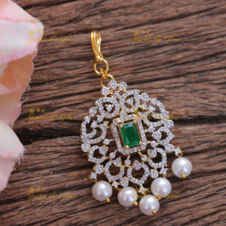 Exquisite Mango Pearl Maang Tikka - Sparkle & Glow