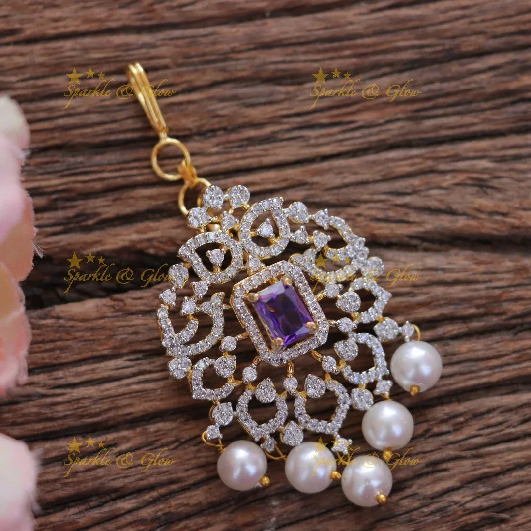 Exquisite Mango Pearl Maang Tikka - Sparkle & Glow
