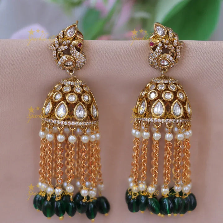 Discover Peacock Stone Jhumka for Festive Glamour