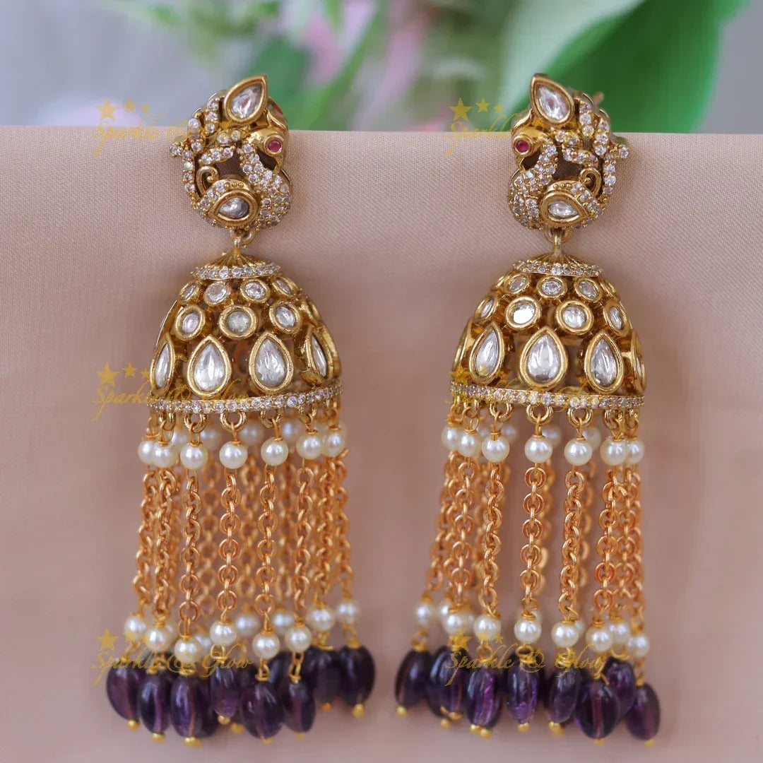 Discover Peacock Stone Jhumka for Festive Glamour