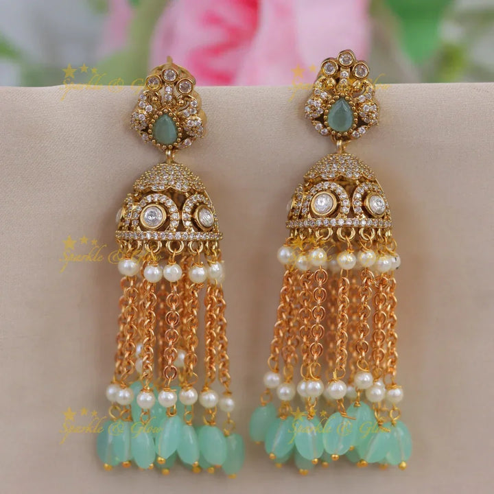 Exquisite Victorian Peacock Jhumka Earrings