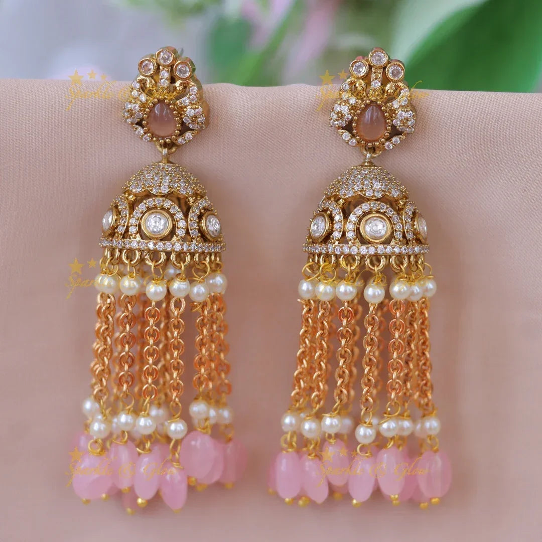 Exquisite Victorian Peacock Jhumka Earrings