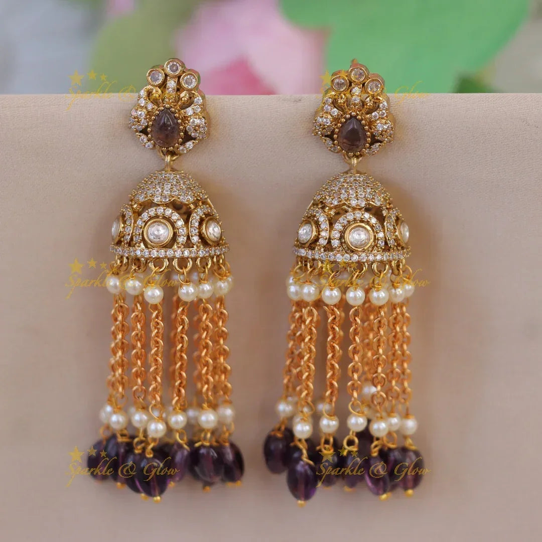 Exquisite Victorian Peacock Jhumka Earrings