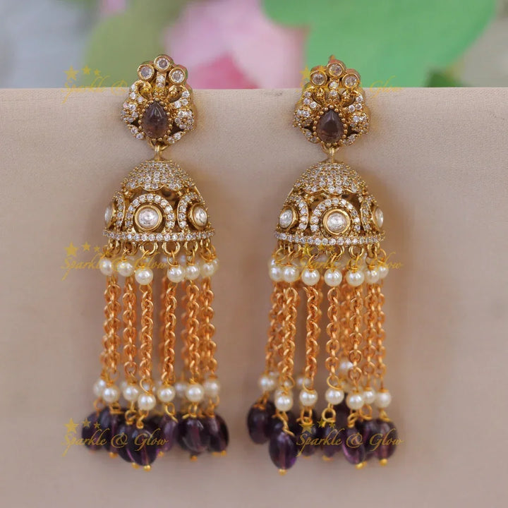Exquisite Victorian Peacock Jhumka Earrings