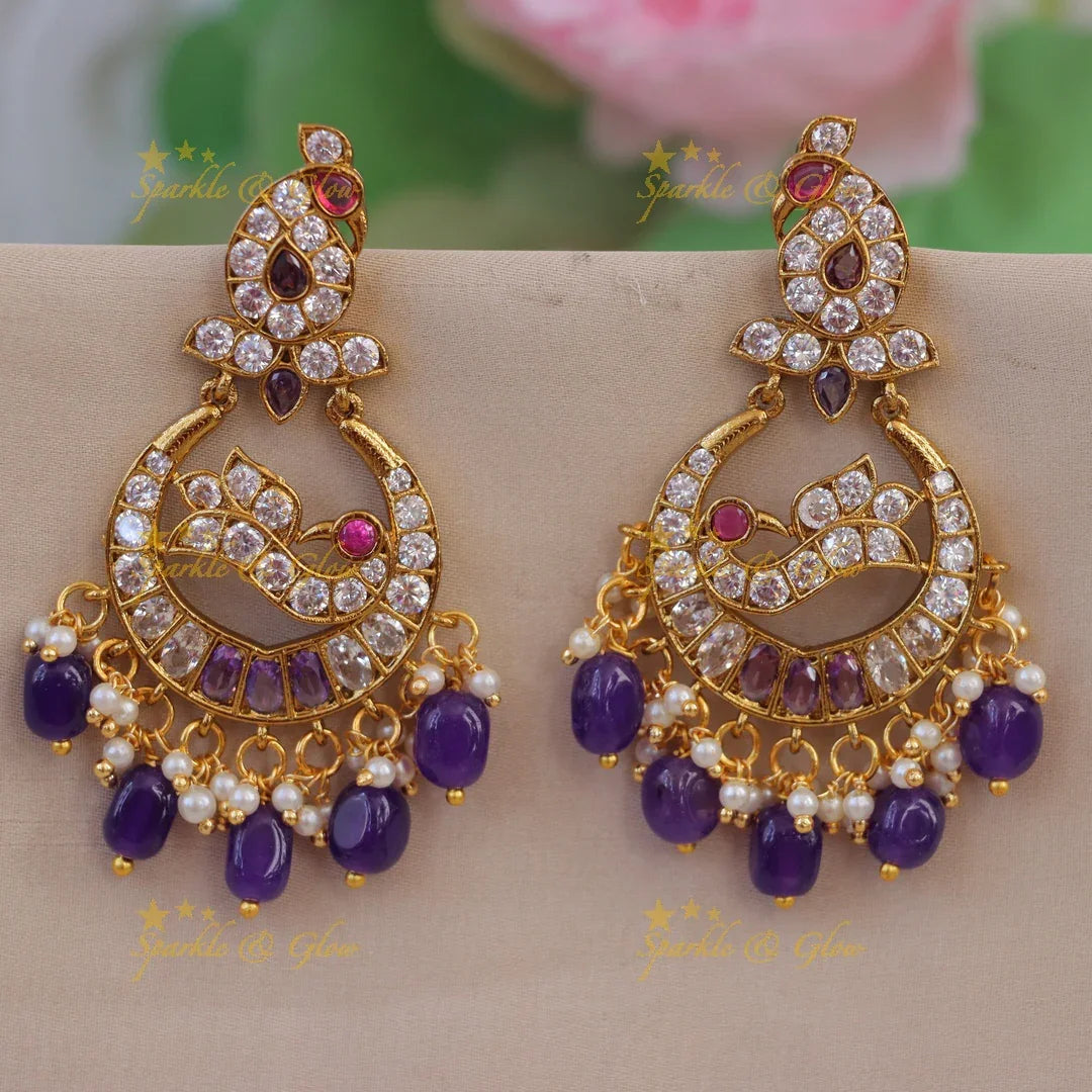 Half Moon Peacock Earrings in Gold for Festive Vibes