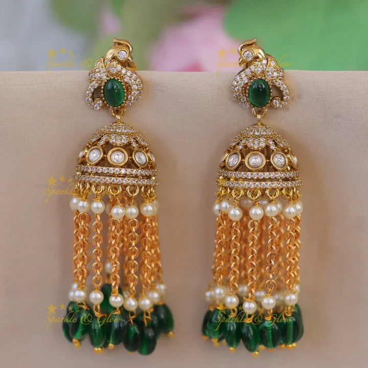 Exquisite Victorian Peacock Jhumka Earrings | New Arrival