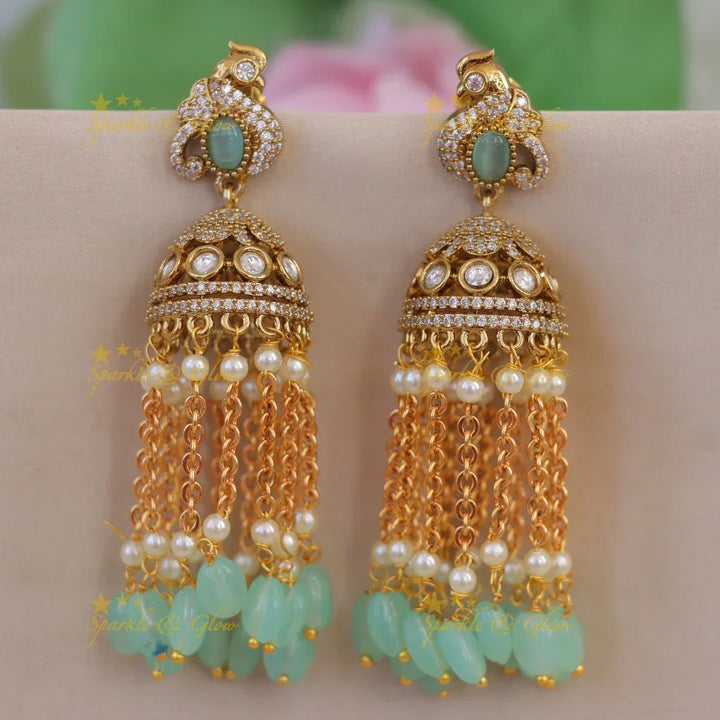 Exquisite Victorian Peacock Jhumka Earrings | New Arrival