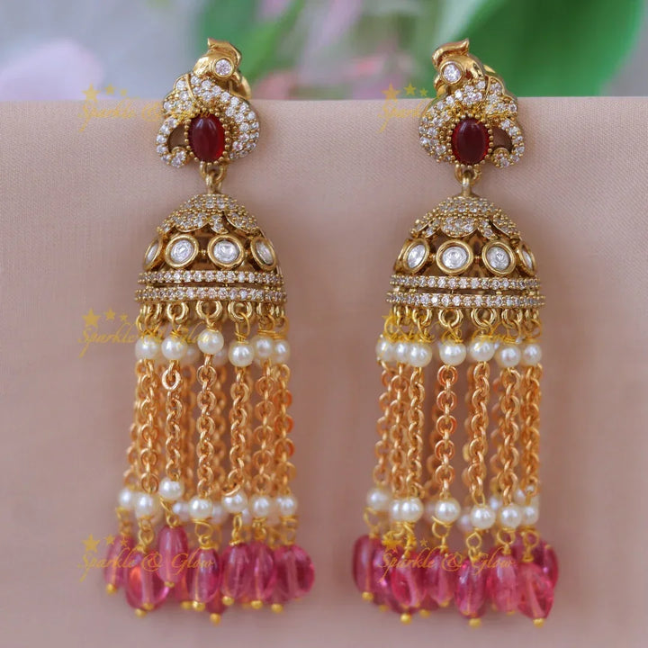 Exquisite Victorian Peacock Jhumka Earrings | New Arrival