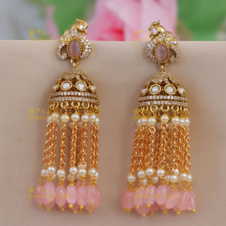 Exquisite Victorian Peacock Jhumka Earrings | New Arrival