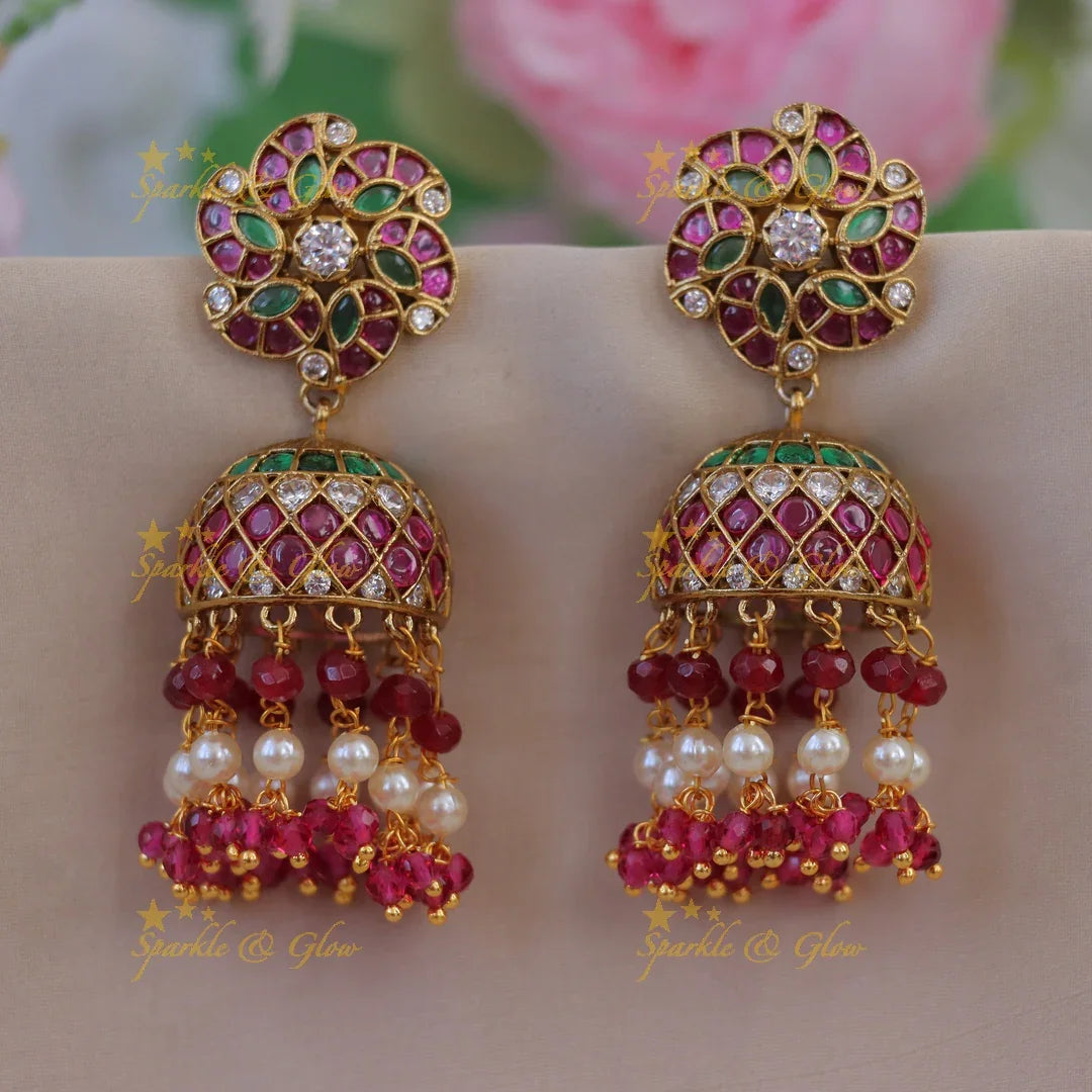 Exquisite Mango Bead Jhumka Earrings for Celebrations