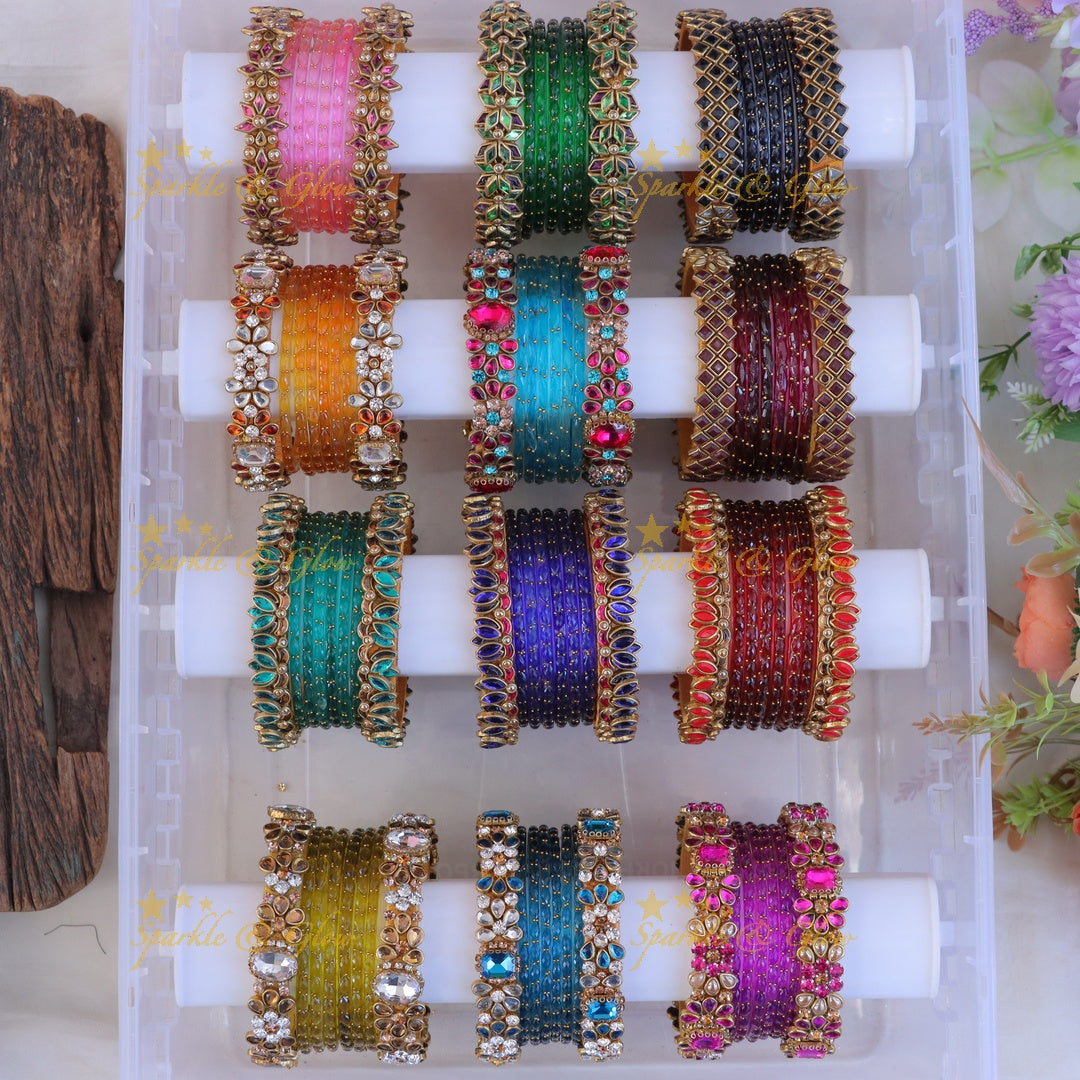 Elegant Gold Kundan Bangle Set for Festive Events