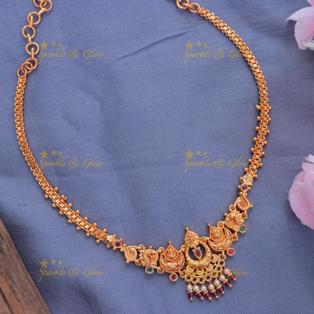 Exquisite Lakshmi Temple Short Necklace for Special Occasions