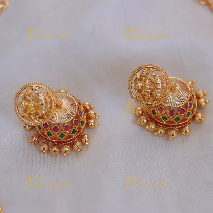 Exquisite Lakshmi Temple Necklace in Gold for Weddings