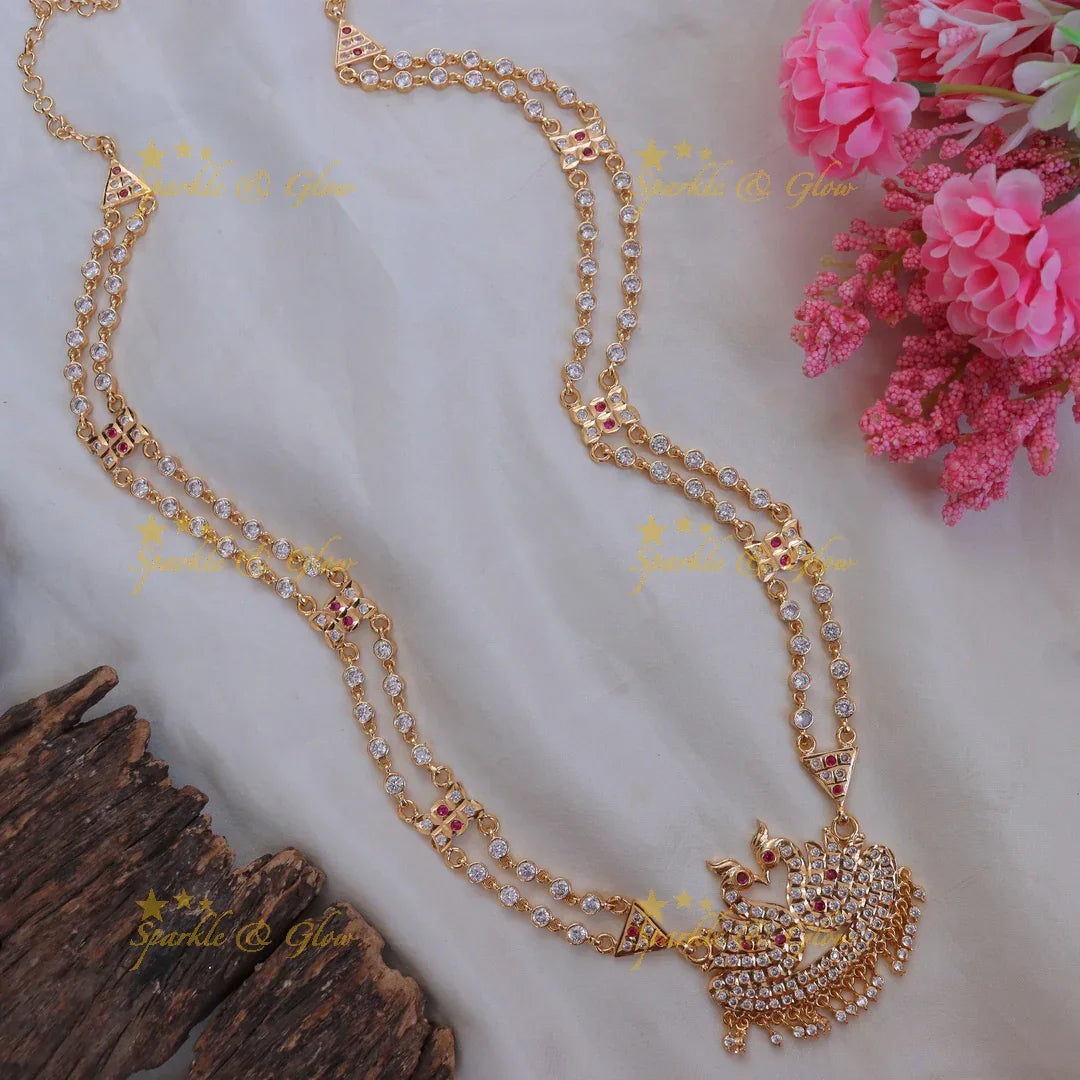 Elegant Two Layered Peacock Necklace - Sparkle & Glow