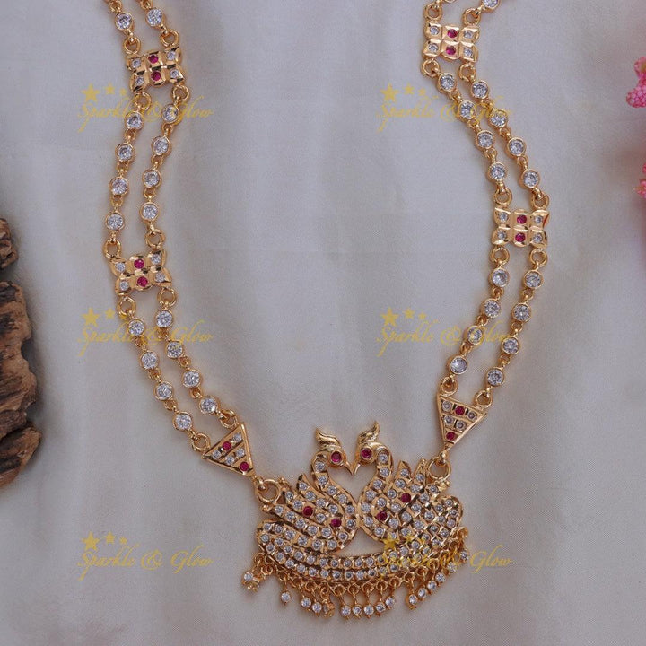 Elegant Two Layered Peacock Necklace - Sparkle & Glow