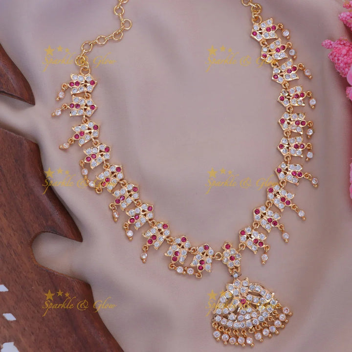 Floral Necklace with White Stones - Elegance Redefined