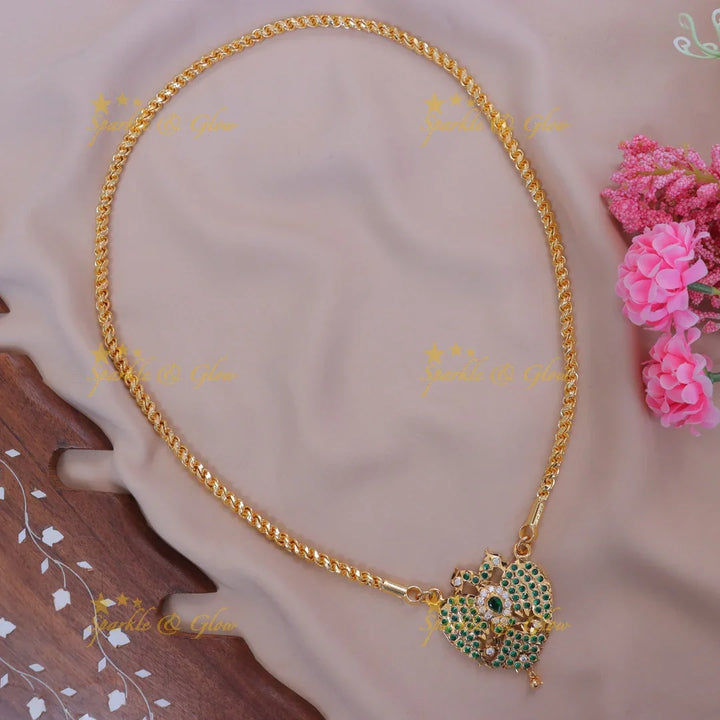 Elegant Gold Necklace with Peacock Pendant – Perfect for Occasions