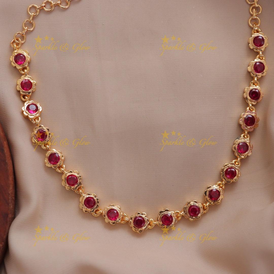 Elegant Gold Necklace with Green Stones for Celebrations