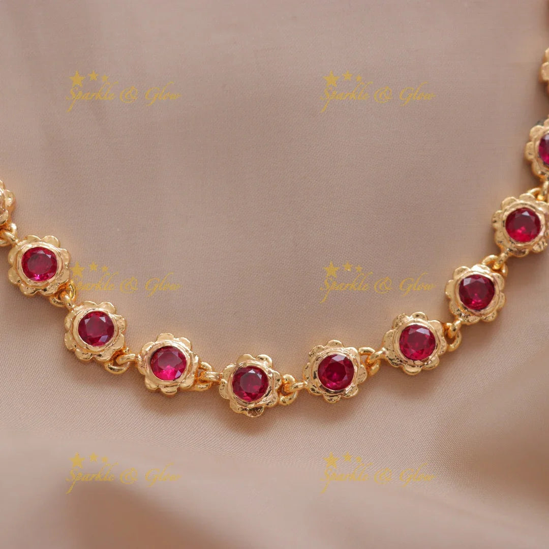 Elegant Gold Necklace with Green Stones for Celebrations