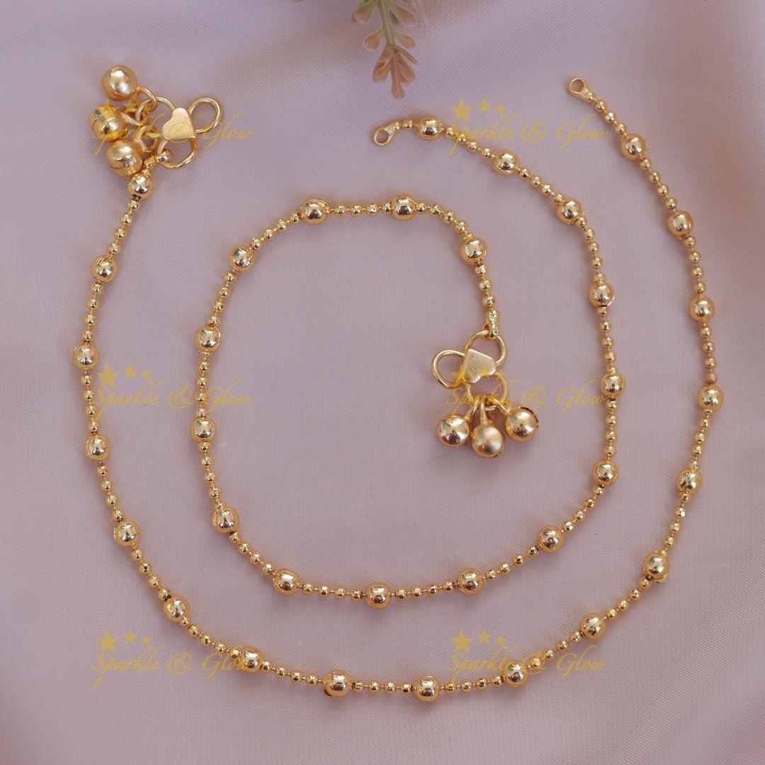 Gold Bead Anklet Set - Perfect for Festive Occasions