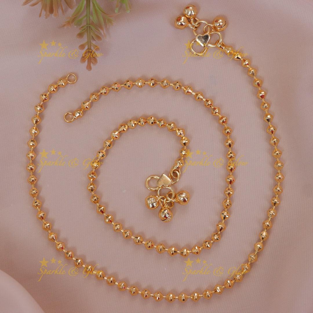 Elegant Gold Beads Anklet for Festive Celebrations