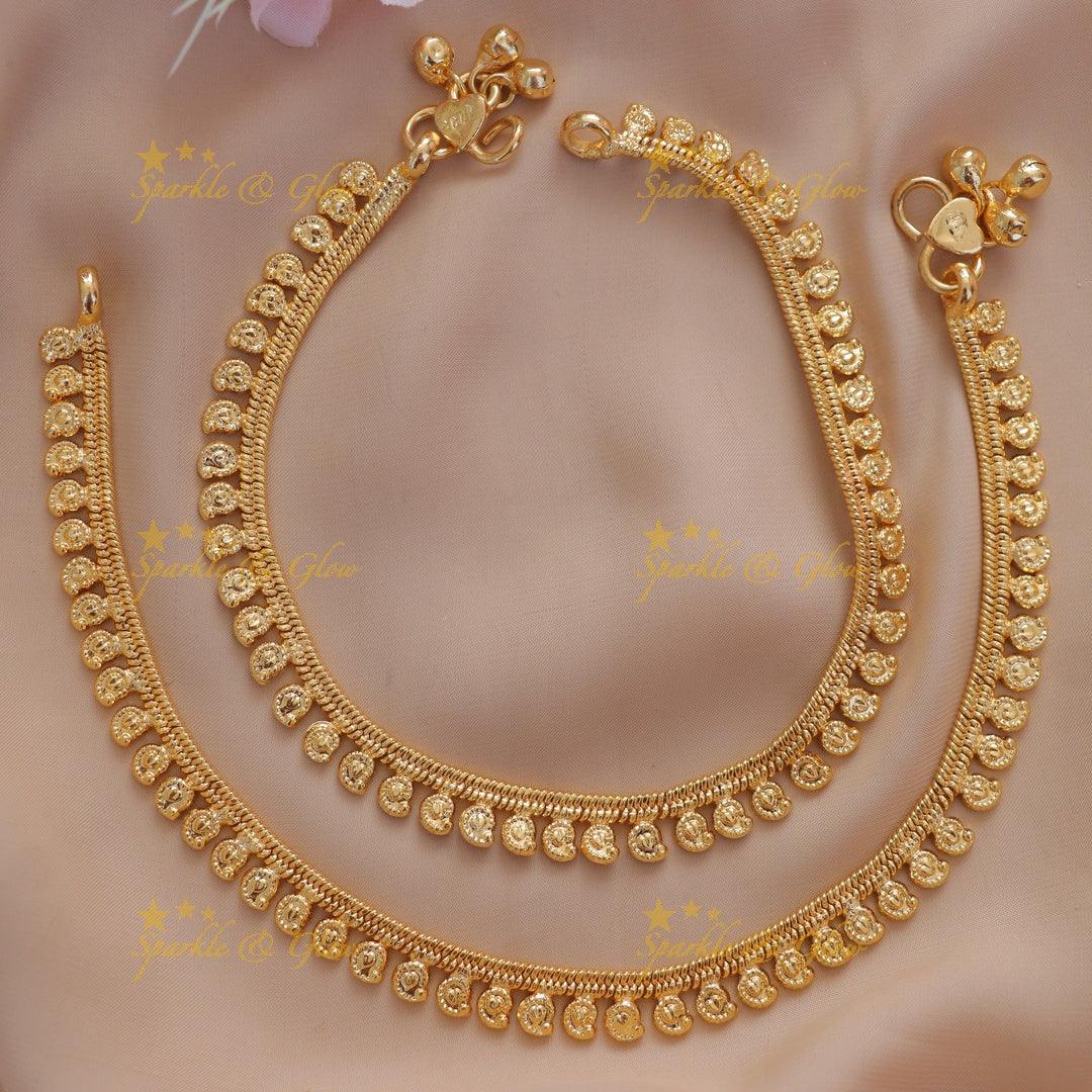 Radiant Gold Look-Alike Festive Mango Anklet