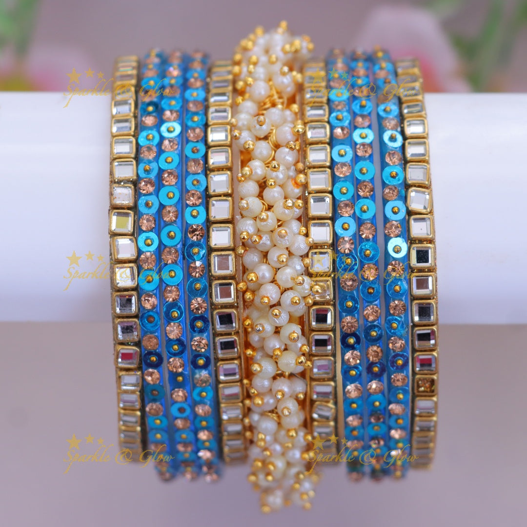 Elegant Bridal Bangles with Pearls & Silk Threads
