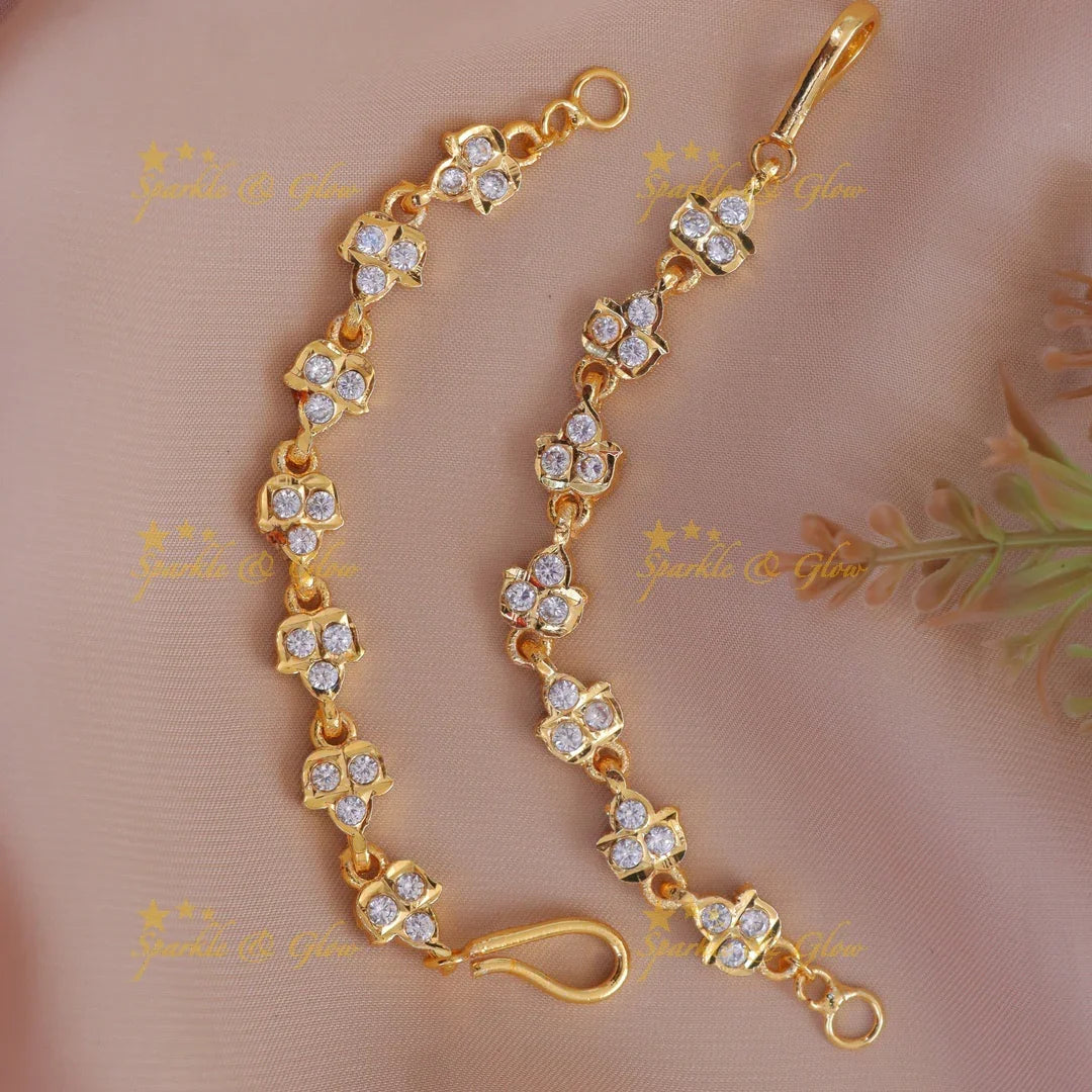 Gold White Stone Ear Chains - Festive Elegance