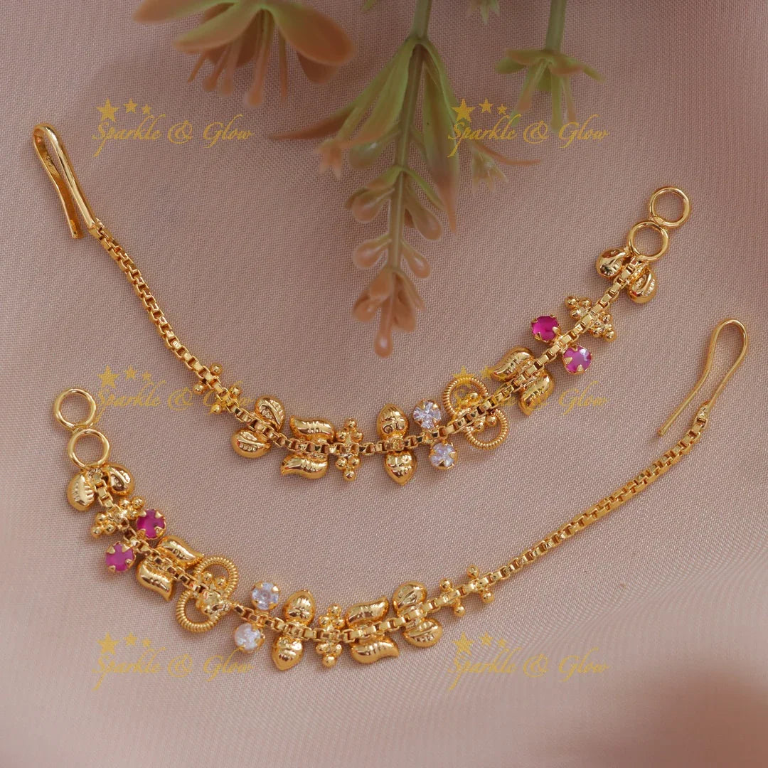 Exquisite Gold Tone Ear Chain for Festive Glamour