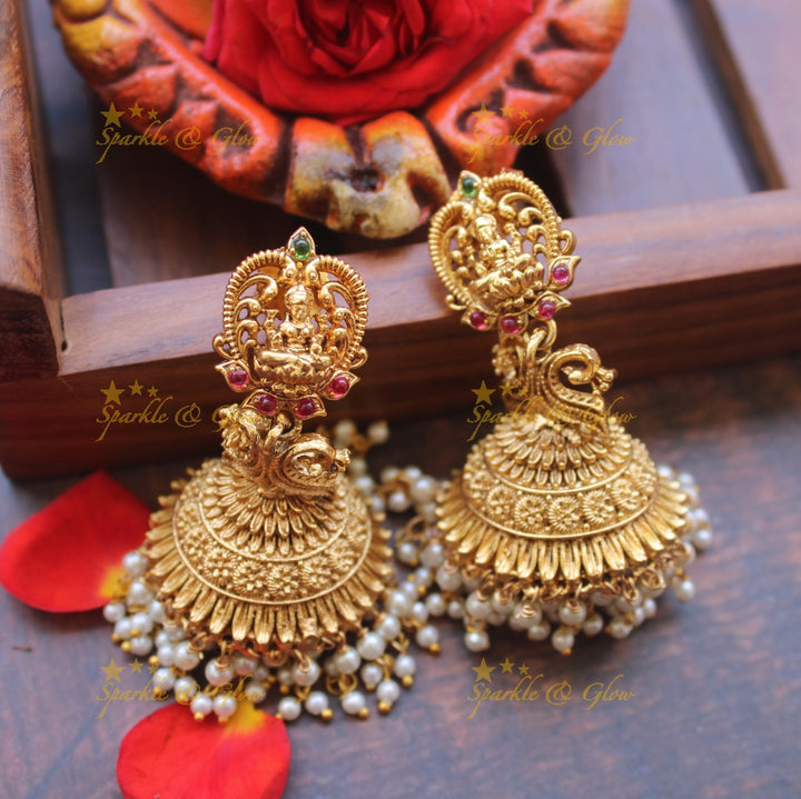 Gold alike finish Lakshmi jhumukas