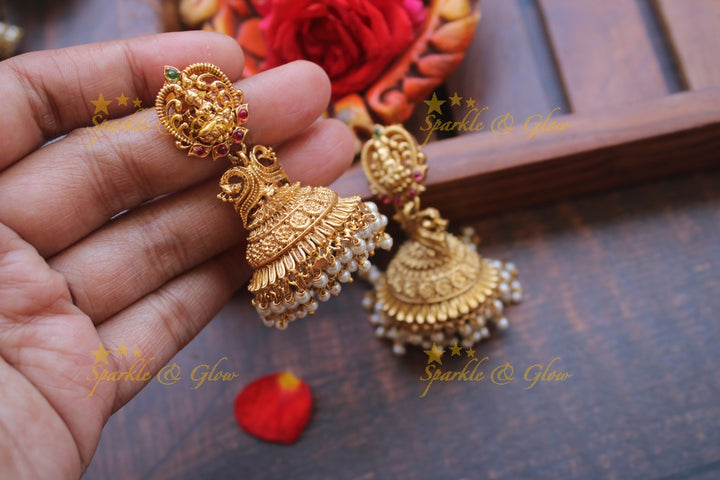 Gold alike finish Lakshmi jhumukas