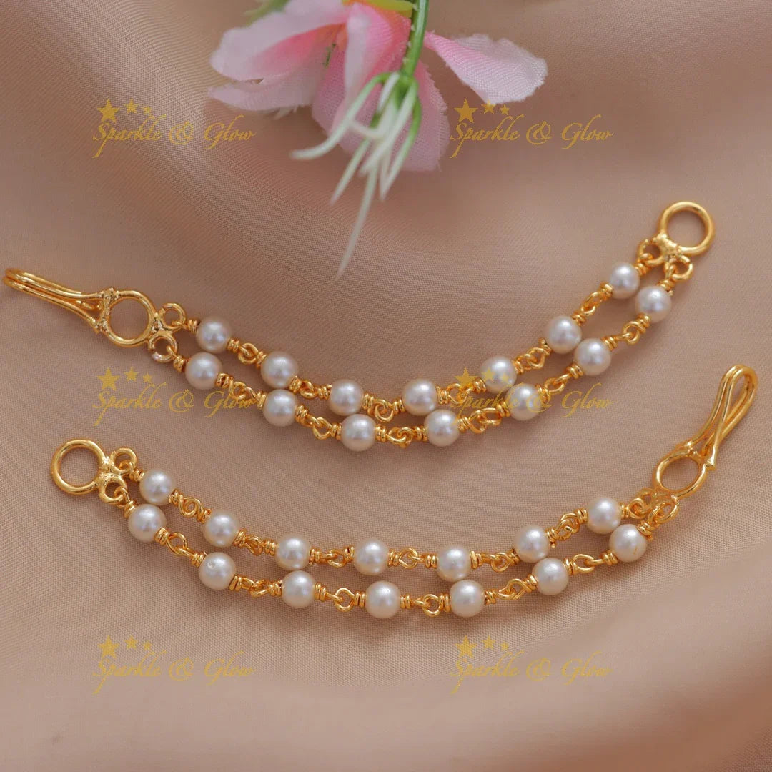 Exquisite Two-Layered Pearl Ear Chain | Sparkle & Glow