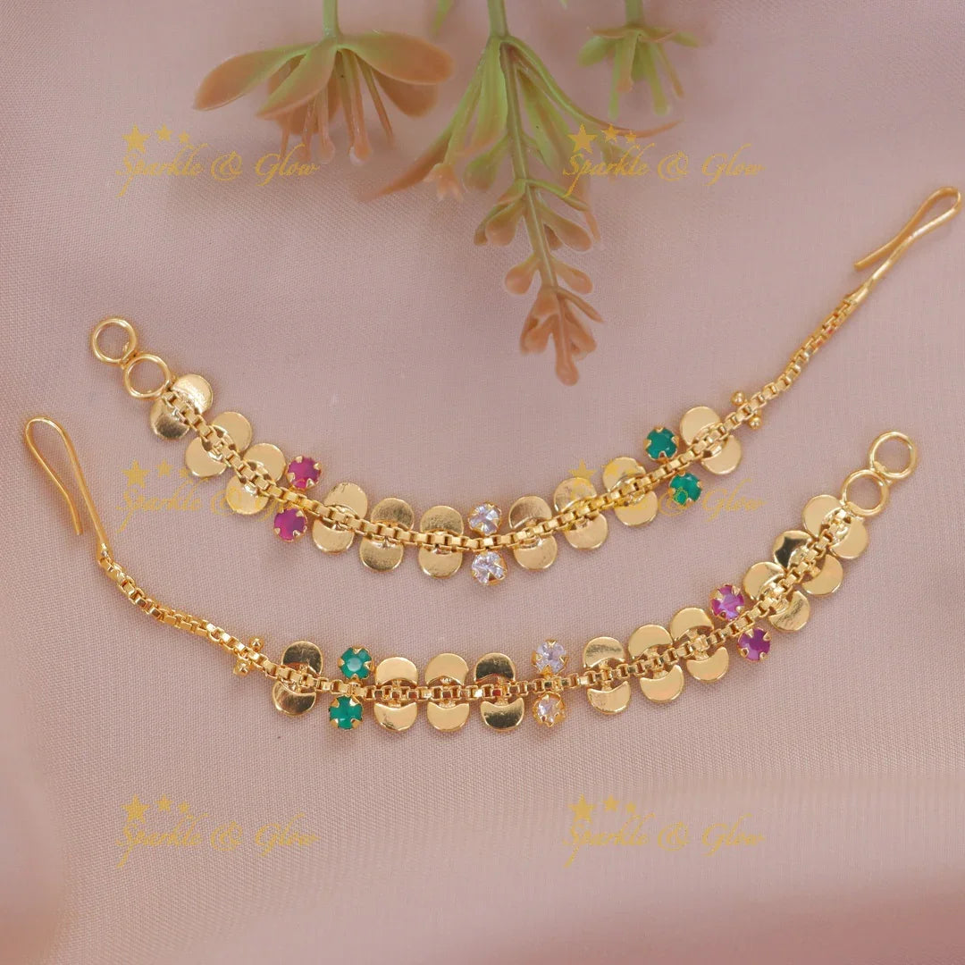 Glamorous Gold Alike Half Moon Earchain for Festive Flair