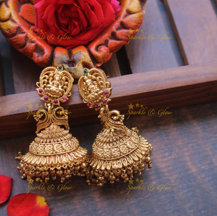 Gold alike finish Lakshmi jhumukas
