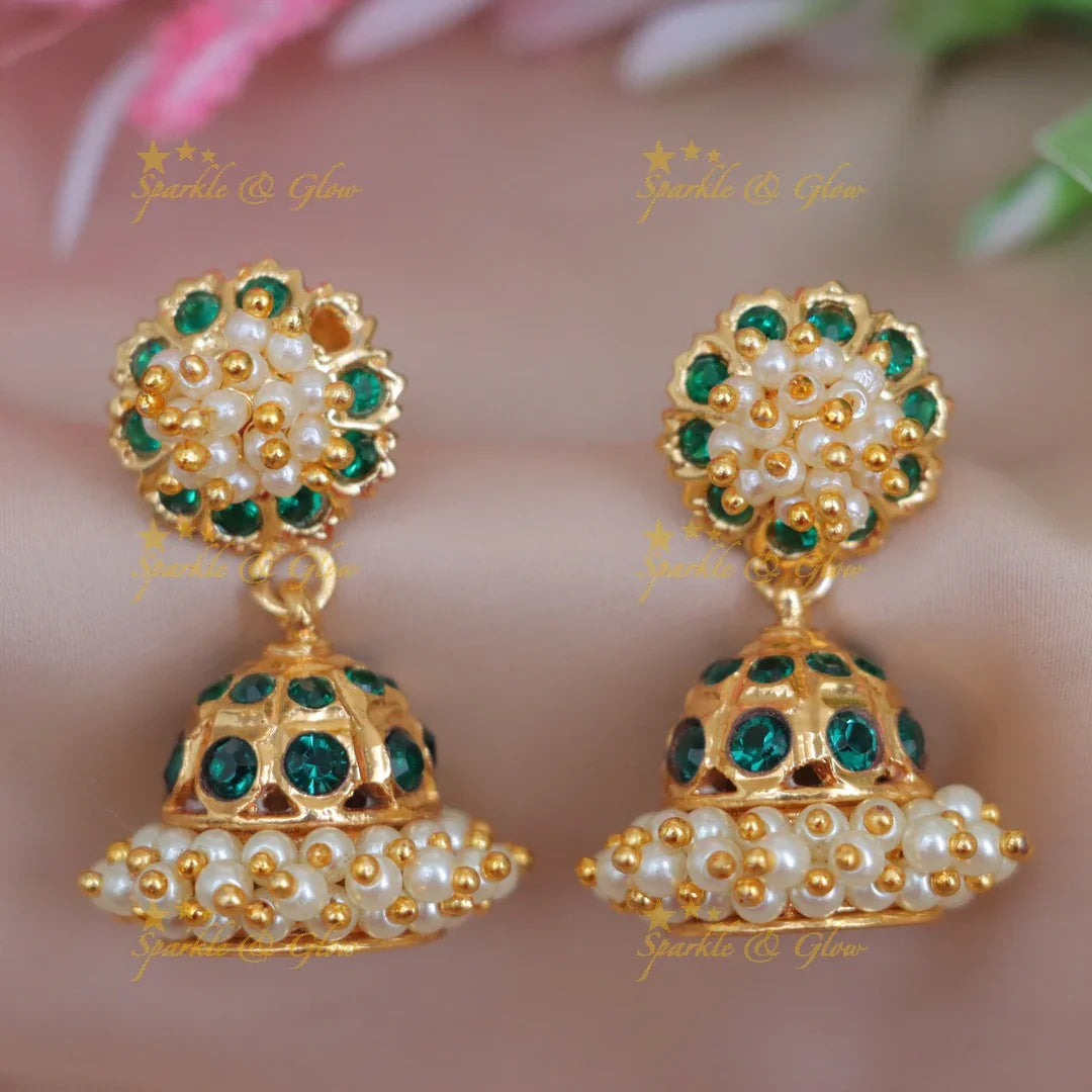 Exquisite Floral Pearl Jhumka Earrings for Festivities