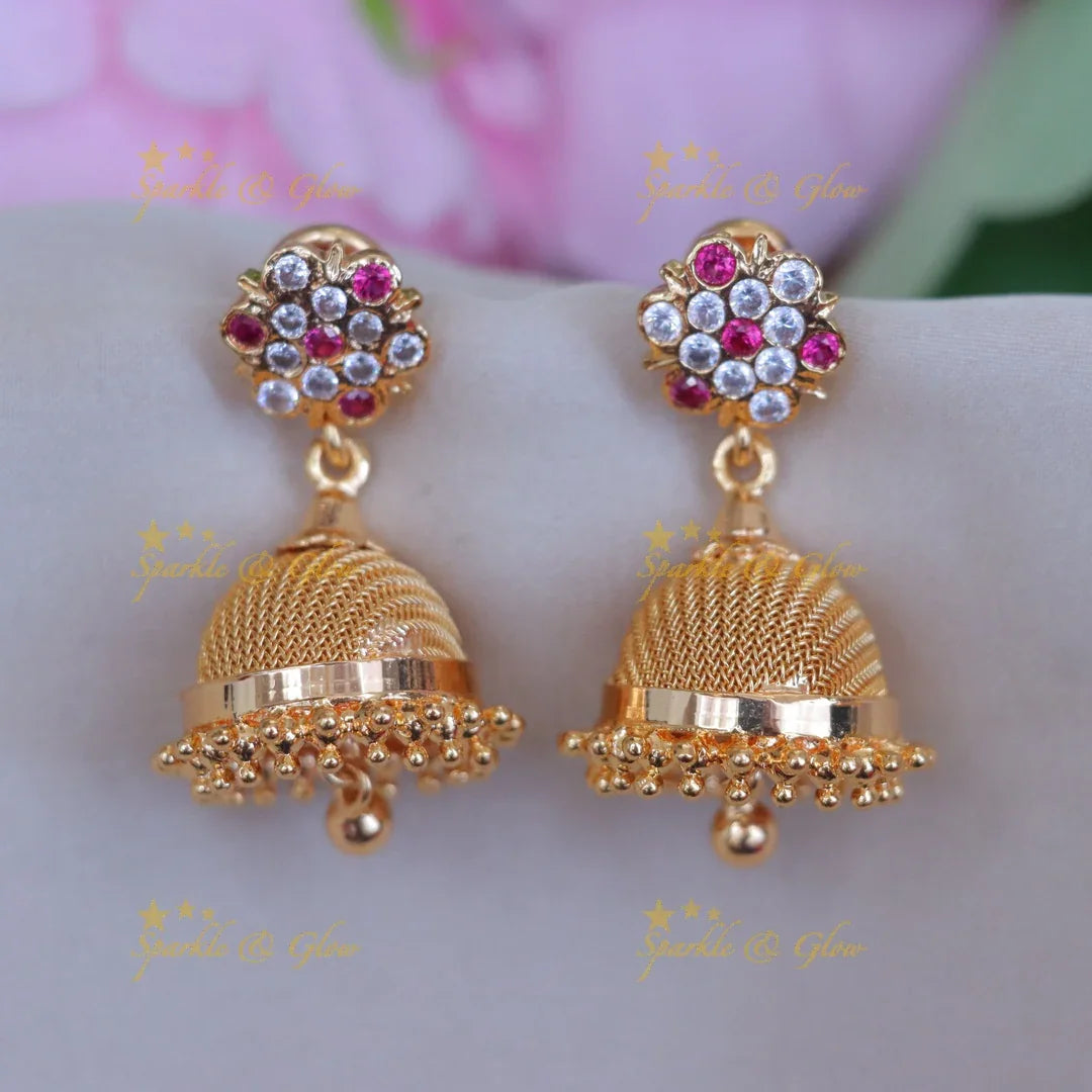 Elegant Gold Floral Jhumka Earrings for Celebrations