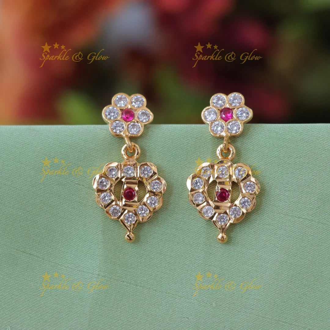 Sparkle in Floral Heart Earrings for Festive Glamour