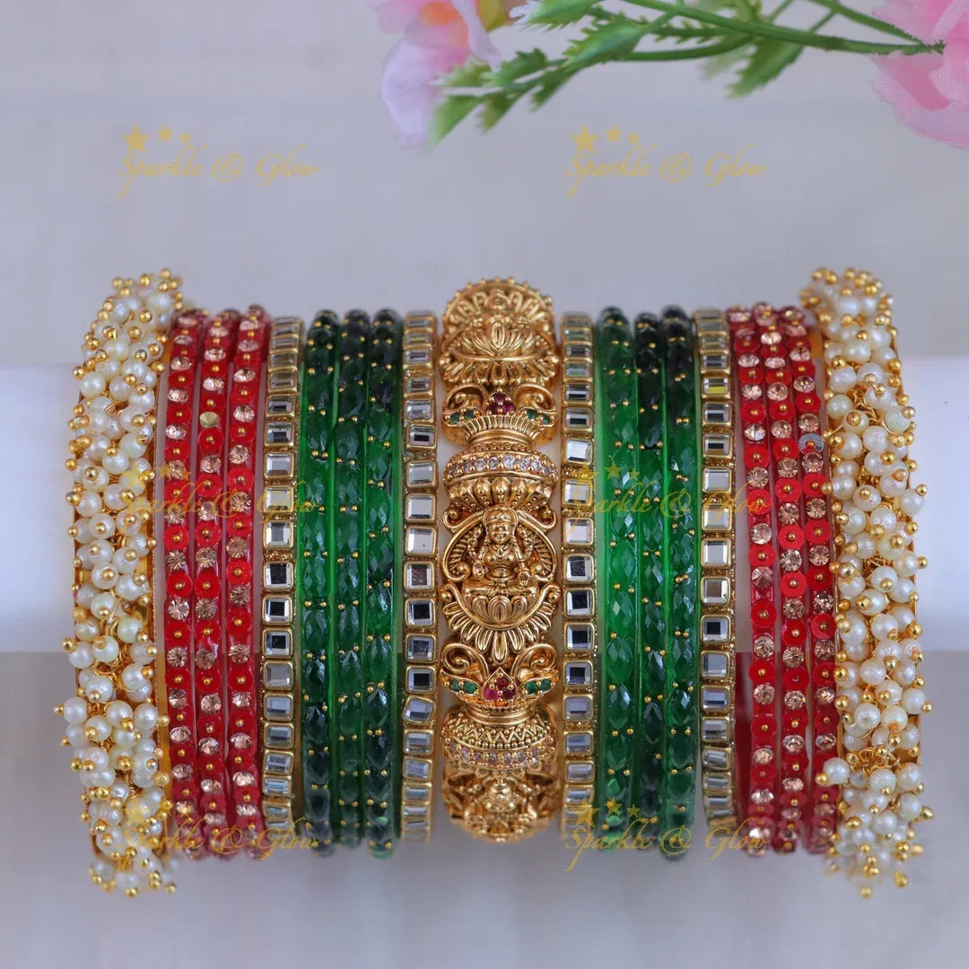 Elegant Lakshmi Bangle Set - Divine Traditional Glamour