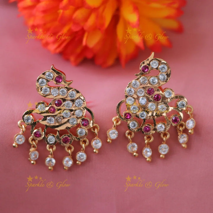 Exquisite Gold Peacock Earrings for Festive Elegance