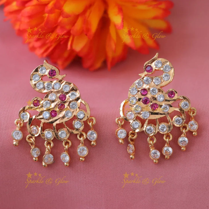 Exquisite Gold Peacock Earrings for Festive Elegance