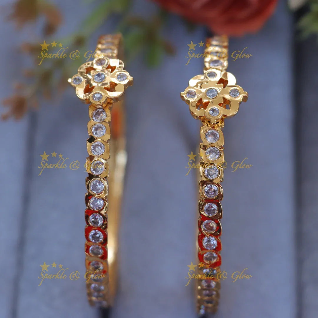Radiant Gold Floral Bangle – Elegance Redefined