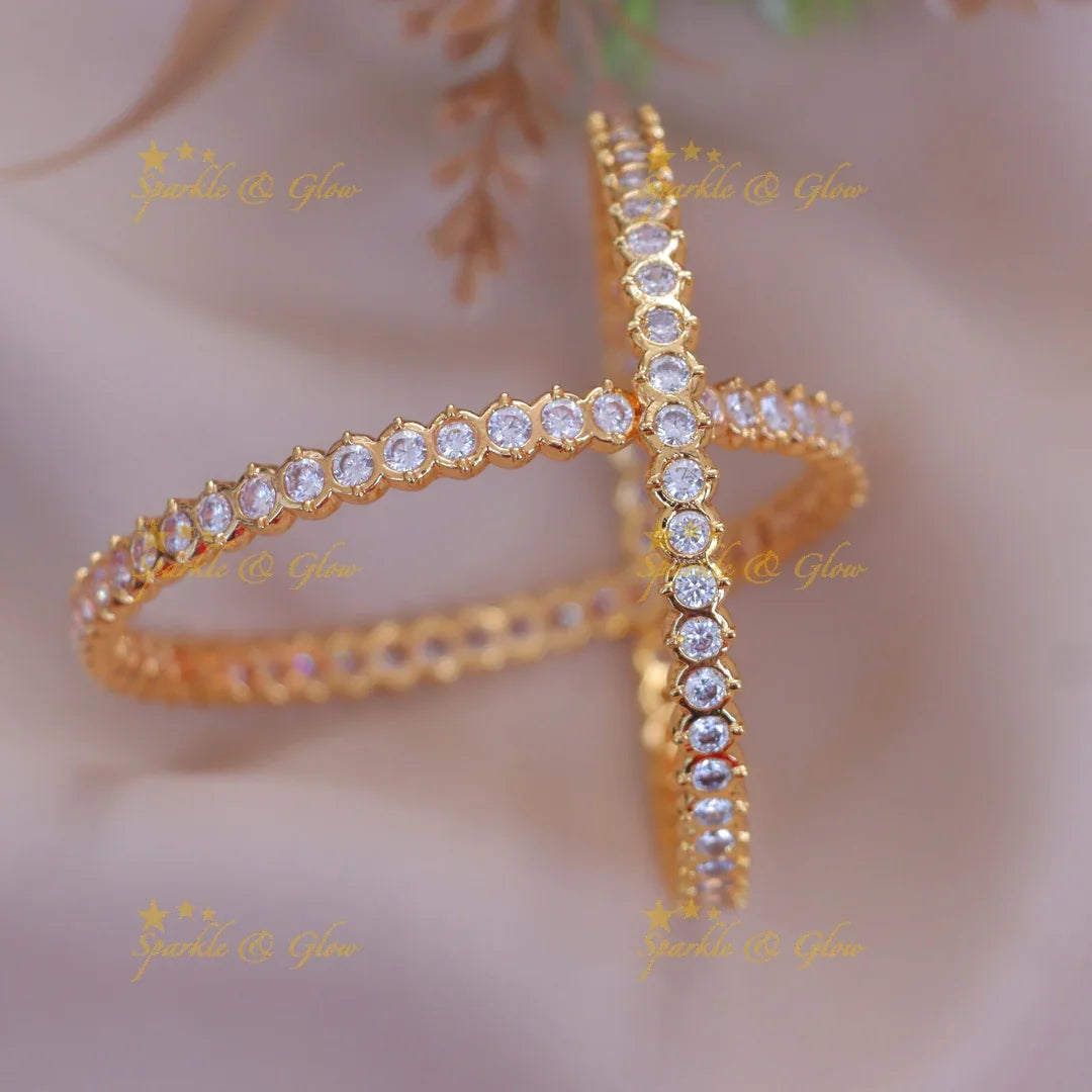 Exquisite White Stone Panchaloham Bangles - New Arrival