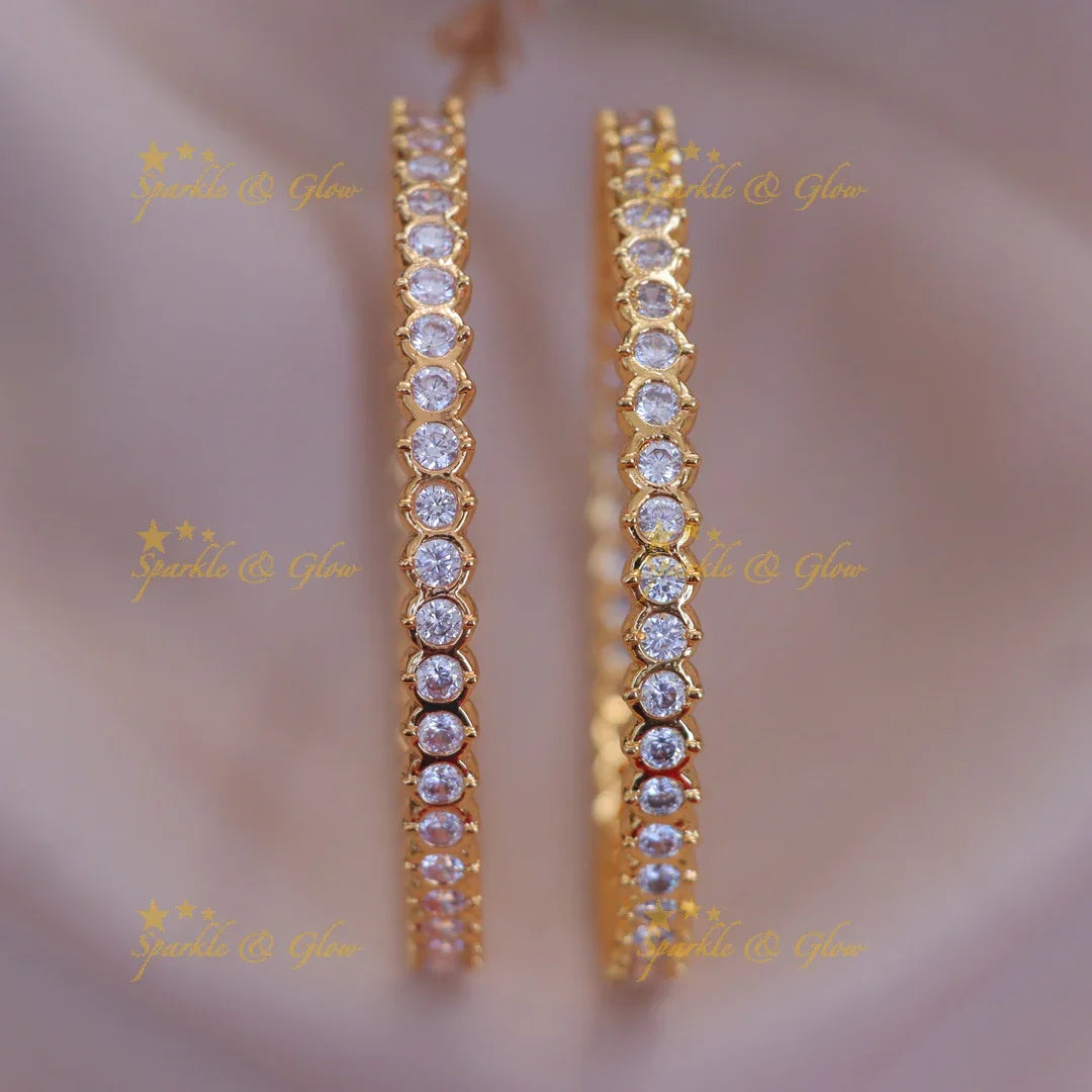 Exquisite White Stone Panchaloham Bangles - New Arrival