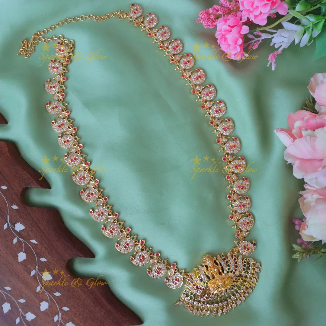 Exquisite Lotus Lakshmi Pendant Necklace | Sparkle & Glow