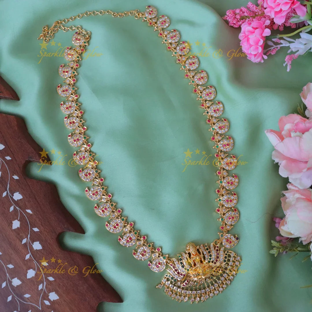 Exquisite Lotus Lakshmi Pendant Necklace | Sparkle & Glow