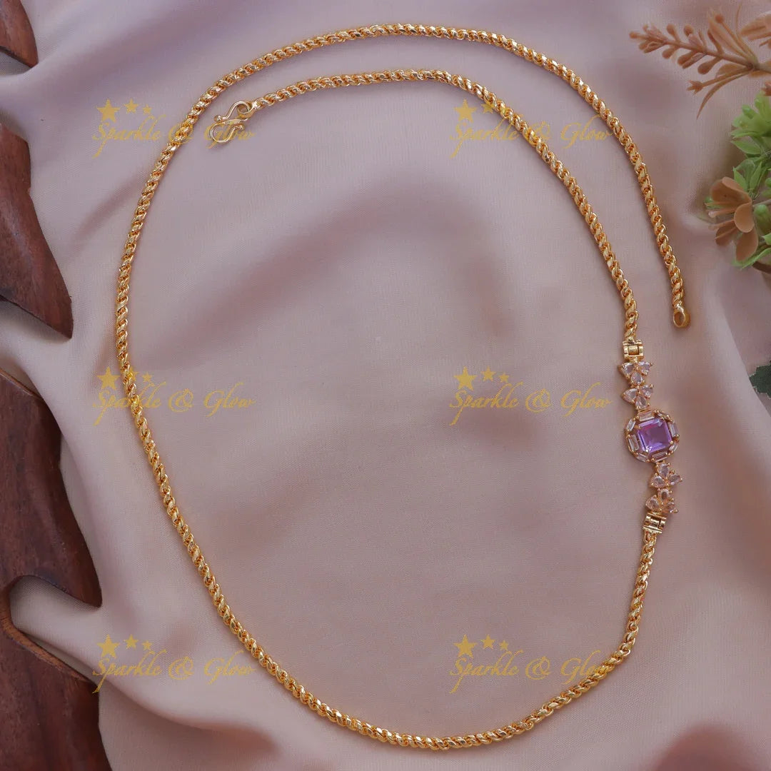Exquisite Gold-Like Floral Stone Mop Chain Necklace
