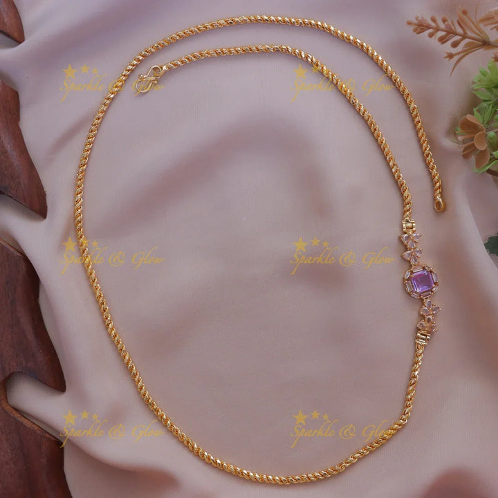 Exquisite Gold-Like Floral Stone Mop Chain Necklace
