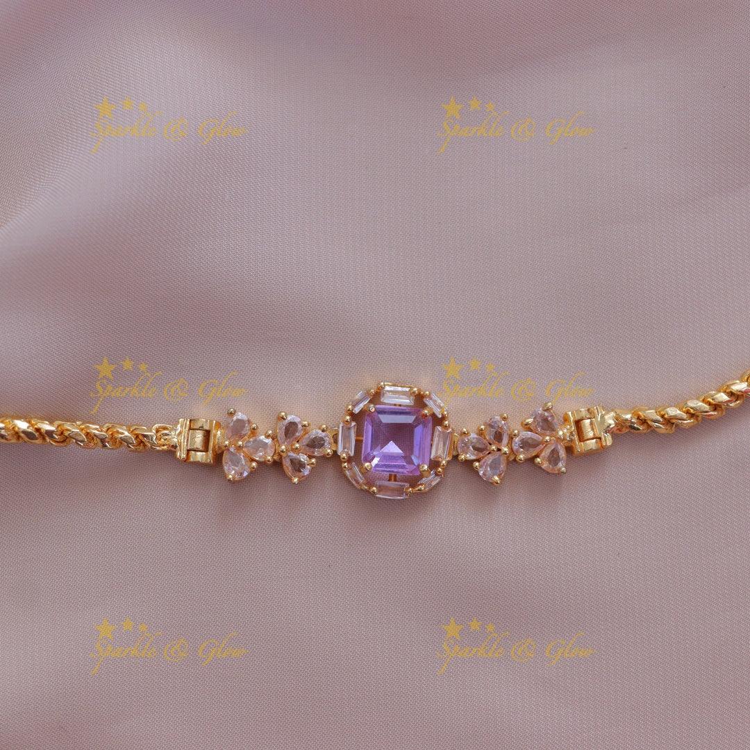 Exquisite Gold-Like Floral Stone Mop Chain Necklace