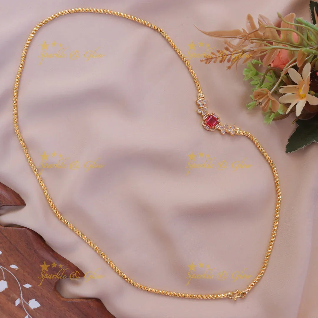 Exquisite Gold-Like Floral Stone Mop Chain Necklace