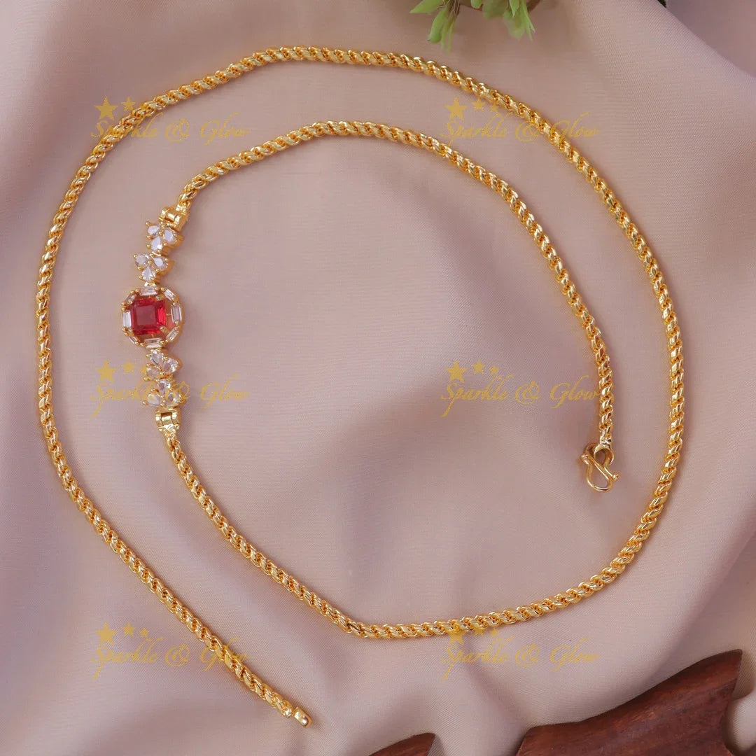 Exquisite Gold-Like Floral Stone Mop Chain Necklace